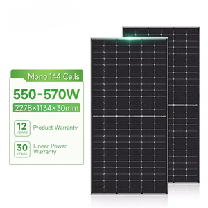แผงโซลาร์เซลล์แบบโมโนคริสตัลไลน์ซิลิคอนแบบฮาล์ฟเซลล์ กำลังไฟ 550W-570W  แผงโซลาร์เซลล์พลังงานสูง พร้อมใบรับรอง CE สำหรับติดตั้งบนหลังคาและพื้นดิน - Product Image 1