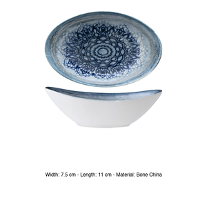 Bol ovale Blue Voyage 11 × 7,5 cm en porcelaine New Bone China avec impression numérique - Product Image 3