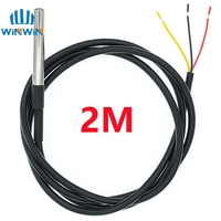 DS1820 Paket Baja Tahan Karat Tahan Air DS18b20 Sensor Suhu Probe Suhu 1M/2M/3M 18B20 untuk Arduino