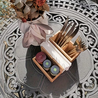 Porte-serviettes en bois pour restaurants, cuisines et salles à manger avec boîte de rangement pour couverts