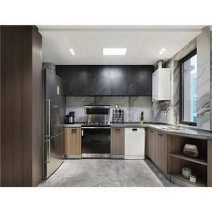 Armoires de cuisine modulaires en bois massif laqué brillant, design rétro européen, vente chaude, design d'intérieur - Product Image 5