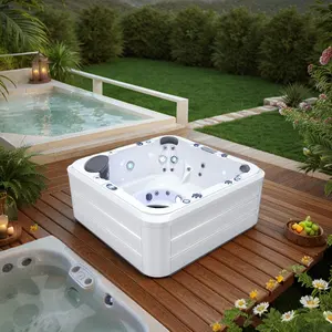 Deluxe Family-Friendly Outdoor Hot Tub Spa for Garden or Villa Includes Spa Cover and Aroma Therapy Air Blower with Drainer