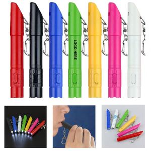 Sifflet de survie multifonctionnel personnalisé pour l'extérieur, lampe torche LED, porte-clés, stylo bille publicitaire en plastique avec porte-clés - Product Image 2