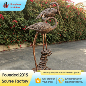 Statue d'art en bronze pour jardin de villa extérieure, entièrement personnalisée en usine, sculpture en bronze anti-rouille de chèvre-castor, héron, <span class=keywords><strong>grue</strong></span>, animaux et oiseaux. - Product Image 1