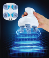 Masseur Électrique pour Cuir Chevelu avec 4 Dispositifs en Silicone, 5 Modes de Massage, Batterie 1000 mAh, Matériau Étanche pour Utilisation avec le Shampoing