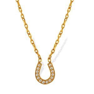 18K Gold Plated Micro Pave Zircon Horseshoe <b>U</b> Pendant Stainless Steel Dainty Clavicle Necklace For Women - Product Image 5