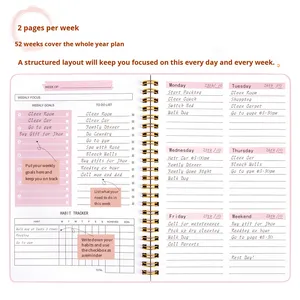 ए 5 रंग पतला आंतरिक पृष्ठ pp वाटरप्रूफ सर्पिल कॉइल छात्र कार्यालय 52-सप्ताह के रिकॉर्ड प्लानर नोटबुक उपहार - Product Image 4