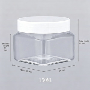 Praça Transparente para Frascos de Plástico Transparente Tampa Branca 150ml 10oz Capacidade para Vasos Cosméticos Creme Manteiga Corporal Máscaras faciais Eye Cream - Product Image 6