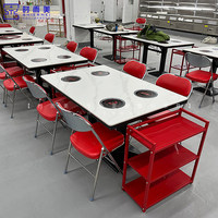 Ensemble table et chaises de restaurant en acier inoxydable, design industriel moderne, pour hot pot, usage commercial