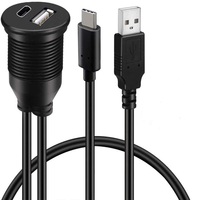 Cable de Extensión Impermeable Tipo C 3.0 y USB 3.0 para Montaje en Coche, Conector Macho a Hembra, para Panel de Control de Coche, Camión, Barco, Motocicleta