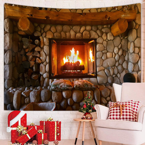 Tapiz de poliéster para chimenea de Navidad, tapiz de pared, decoración de pared, impresión HD, resistente a la decoloración, arte, venta al por mayor, Bohemia 2 - Product Image 3