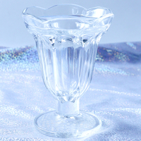 Tasse à dessert en verre transparent, bol à glace, coupe à pudding en verre, forme fleur, couleur personnalisée, style nordique tendance pour restaurant