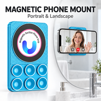 Support magnétique pour téléphone à ventouse, mains libres, pour diffusion en direct, selfie, vidéo, verre, carrelage, multi-surfaces