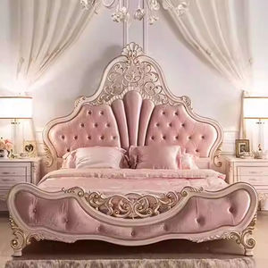 <span class=keywords><strong>Lit</strong></span> double <span class=keywords><strong>de</strong></span> luxe léger en chêne massif européen, avec revêtement en velours, sculpté doré, rose princesse, pour chambre principale <span class=keywords><strong>et</strong></span> <span class=keywords><strong>lit</strong></span> <span class=keywords><strong>de</strong></span> mariage - Product Image 1