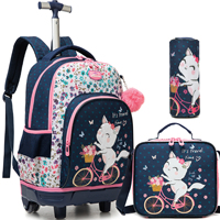 BunnyFly Ensemble de 3 sacs à dos à roulettes unisexe, élégant et tendance, avec fermeture éclair, grande capacité, durable, pour l'école et les voyages