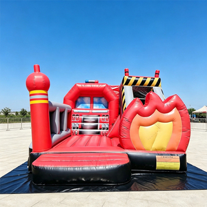 Château gonflable commercial pour enfants, thème camion de pompiers, avec toboggan intégré, pour fêtes d'<span class=keywords><strong>anniversaire</strong></span> en extérieur et entreprises de location - Product Image 1