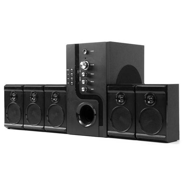 WANJIA 5.1 Channel Mini Home Theater System with USB Interface for Blu-ray Player Durable Plastic & Wooden Design