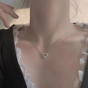 Korean Fashion Heart Shaped Zircon Necklace for Women Temperament Pendant Clavicle <b>Chain</b> Birthday Party Necklace Jewelry Gift - Product Image 5