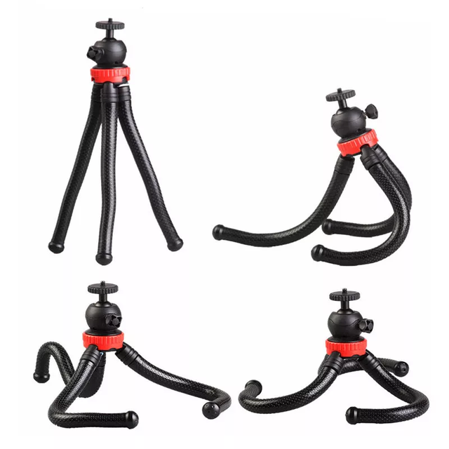 Light Weight Carbon Fiber Portable Octopus Flexible Video Table Smartphone Rotating Tripod 2KG Load Capacity for Action