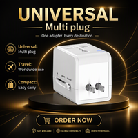 Adaptor Universal Multi-Negara Siap Kirim dengan USB-C USB-A 2.1A, charger perjalanan dengan colokan UK US EU AU untuk pengisian daya
