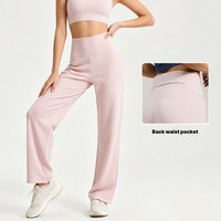 AMCLEVER en stock – Pantalon de yoga taille haute pour femme avec poche arrière, 220g, doux, extensible, coupe large, idéal pour la gym et la détente