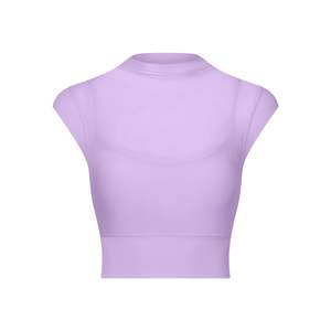 Logo personalizzato 2 in 1 costruito in reggiseno da donna Crop Top in Mesh traspirante collo alto lusso vestito Y2k Pilates Yoga Wear t-shirt da donna - Product Image 1