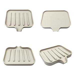 Soap Dish Rectangular Striped Silicone Deck Mount Drainage Bathroom Storage Custom Made - Product Image 1