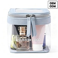 Étui cosmétique transparent personnalisé avec logo, étanche, en cuir PU, organiseur de maquillage de voyage, fermeture éclair, boîte de rangement de beauté, utilisation quotidienne