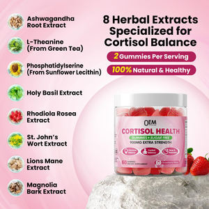 Gommes de cortisol 15 en 1 suppléments de cortisol pour les femmes sans sucre Ashwagandha magnésium <span class=keywords><strong>folate</strong></span> <span class=keywords><strong>B12</strong></span> pour l'équilibre hormonal OEM - Product Image 5