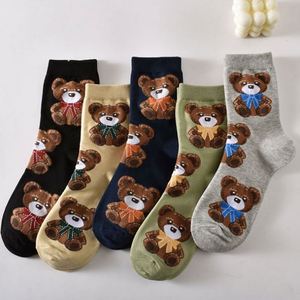 Cotton Over Knee <b>Socks</b> Jacquard Bear Women's Cartoon Cute Daily Causal <b>Socks</b> - Product Image 1