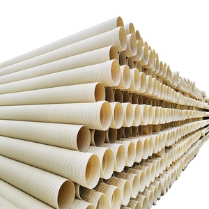 Tubo Corrugado de <span class=keywords><strong>PVC</strong></span> de Doble Pared de Alta Resistencia, Pared Interior Lisa, <span class=keywords><strong>Tubería</strong></span> de <span class=keywords><strong>Alcantarillado</strong></span> <span class=keywords><strong>para</strong></span> Trabajos de Drenaje Subterráneo - Product Image 1