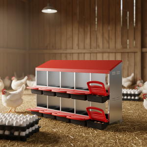 Nido Metálico para Gallinas con 10 Compartimentos, Inclinado, Rojo, para Equipo de Cría de Animales - Product Image 2