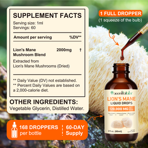 Gotas Líquidas de Melena de León Acentiallabs 60ml, Suplemento Herbal para el Enfoque Cognitivo y Cerebral con Apoyo Inmunológico, Vegano y Sin Gluten - Product Image 5