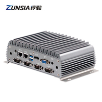 Mini PC industriel Celeron J4125, 2 LAN, 6 COM, DDR4 4 Go, 128 Go, 6 USB, 8 GPIO, 1 HD, VGA, LVDS/EDP, DC9-36V, boîtier PC embarqué sans ventilateur X86