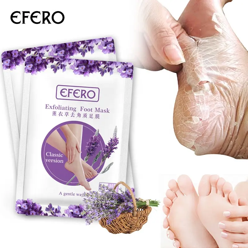 Private Label Moisturizing Exfoliating Calluses Footmask Baby Soft Feet Skin Care Peeling Smooth Natural Lavender Foot Peel Mask