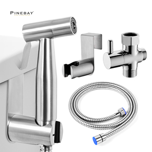 Pinebay Hot Selling Geborsteld Nikkel Shattaf Douche Badkamer Bidet Spray Set Rvs Handheld Bidet Sproeier Voor Toliet