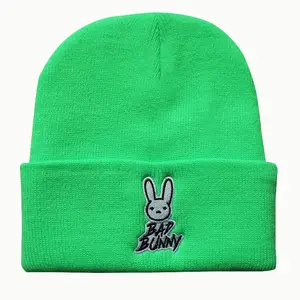Unisex Kids Winter Autumn Bad Cute Bunny Caps Label Lovers Knitted Hats Thick Hooded Bad Bunny Bucket Hat Beanies Hat Warmer Ite