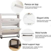 Meuble à chaussures blanc moderne avec 2 tiroirs basculants, étagère de rangement mince à bascule, pieds en métal, mobilier d'entrée, vente en gros pour la maison
