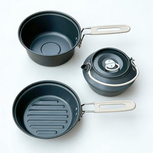 Juego de sartenes antiadherentes plegables portátiles para acampar, cocinar al aire libre, plegables, ligeros, de doble propósito, color caqui - Product Image 4