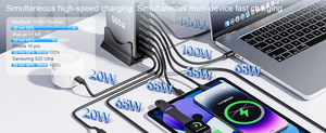 500W USB-C Schnellladegerät 8-Port <span class=keywords><strong>GaN3</strong></span> Pro PD/PPS Wandladegerät mit Ladeanzeige für Laptops Mobiltelefone Reisefertig - Product Image 5