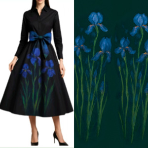 Elegant Jasper Flowers Printed Fabric Stiff and Smooth Polyester Silky Twill <strong>Satin</strong> Mikado for Graduation Dress Evening Dress - Product Image 1