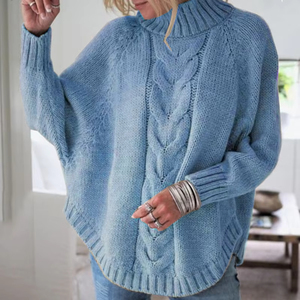 Pull décontracté surdimensionné à manches chauve-souris pour femme, respirant, en tricot long, idéal pour l'hiver, pull de haute qualité - Product Image 4