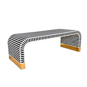 Modern Bone Inlay <b>Console</b> <b>Table</b> Entryway Living Room Accent <b>Table</b> With Drawers Gold <b>Metal</b> Legs - Product Image 2