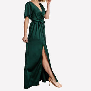 Abiti da <span class=keywords><strong>damigella</strong></span> d'onore eleganti con scollo a v e maniche svolazzanti <span class=keywords><strong>verde</strong></span> oliva - Product Image 5