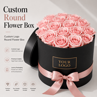 Lot de 3 boîtes cylindriques haut de gamme personnalisées avec logo estampé à chaud, en carton rigide, pour bouquets de roses éternelles – Vente en gros