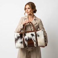 Sac de voyage de luxe en cuir véritable Super Hand de 20 pouces avec fermeture éclair, sangle et poignée d'épaule