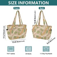 Sac à bandoulière matelassé pour femme avec poches organisatrices, rangement pour ordinateur portable et passant pour valise, style Hawaïen avec motif floral Lei