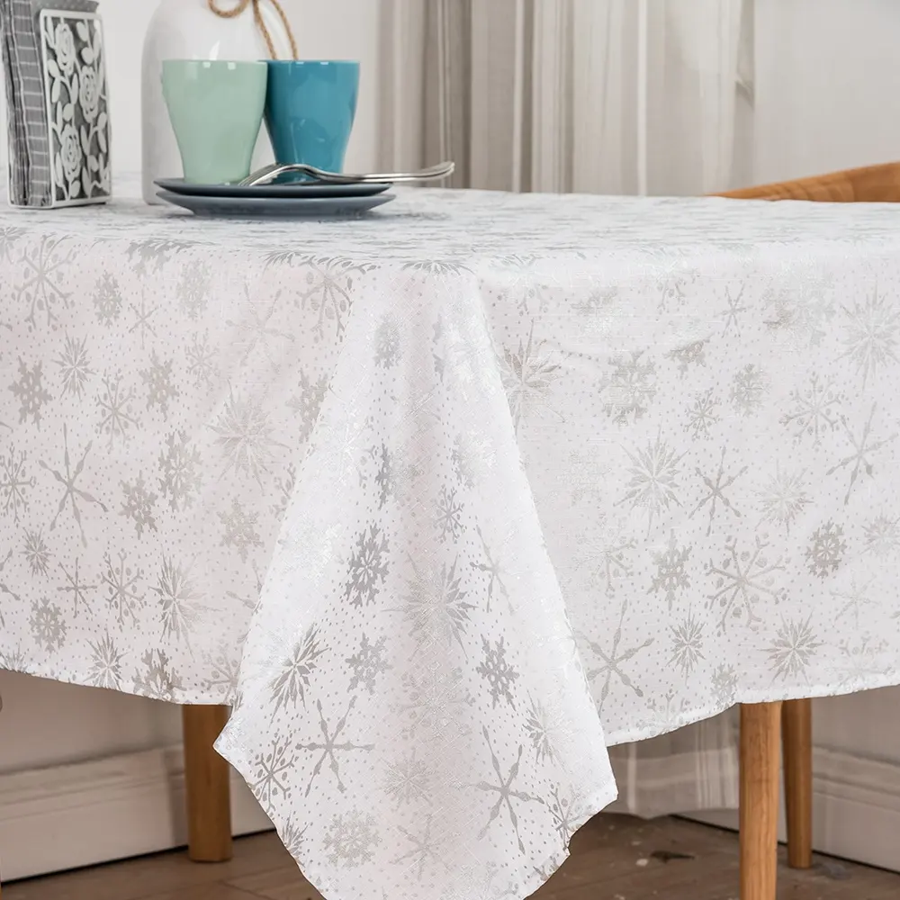 Rectangle Party Table Cloths Decoration Silver Snow Table Covers Parties Thanksgiving Christmas Wedding tablecloth
