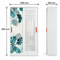 2. Armoire en métal avec design de feuilles tropicales et portes coulissantes pour la maison et l'appartement