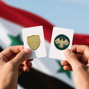 STOCK pronto per la spedizione in Siria nuovo emblema adesivo in metallo per telefono decalcomanie con scudo d'aquila distintivo con spilla per la festa nazionale regalo promozionale direttamente in fabbrica - Product Image 6